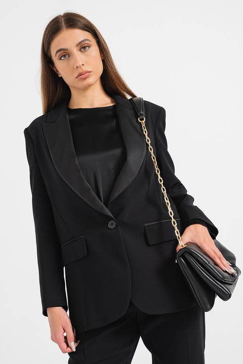 Marella, Sacou cu guler din satin Nardo, Negru