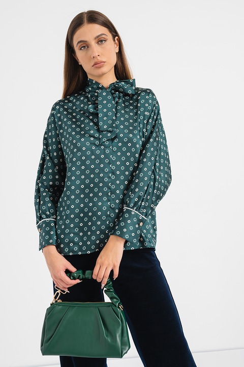 Marella, Bluza din satin cu funda din panglici Mission, Verde