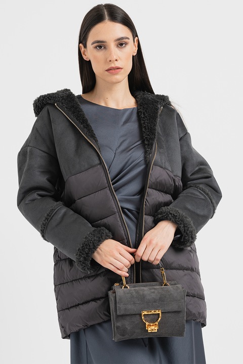 Marella, Зимно яке с качулка и еко пух, Tъмносив, L