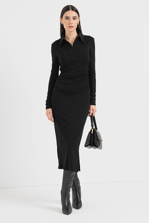 Marella, Rochie midi cu volane Muriel, Negru, M