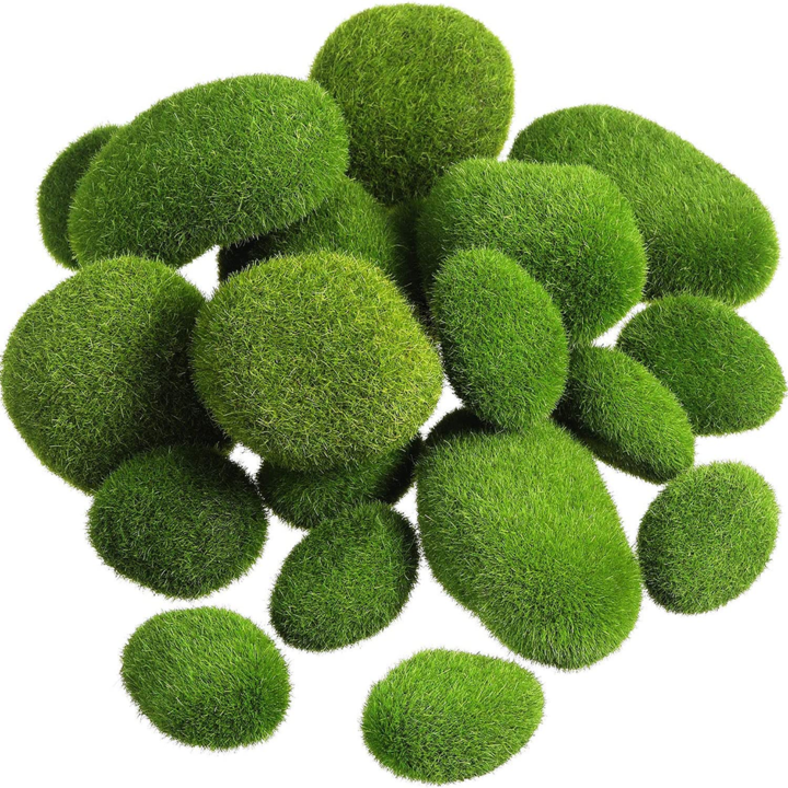 Licheni Naturali Stabilizati Apple Green, FreeBiz®, Pietre mossy, 24 piese