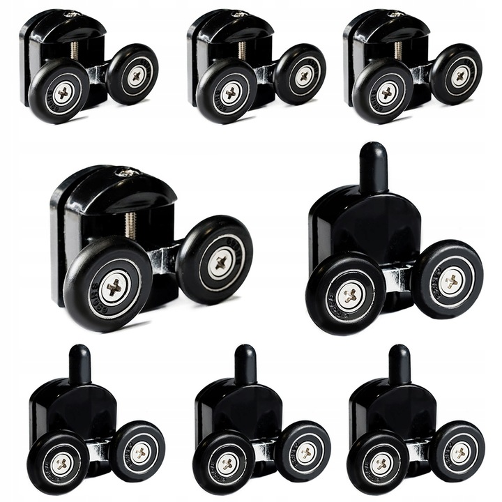 Set 8 role pentru cabina de dus, Aquaparts, Plastic, Negru