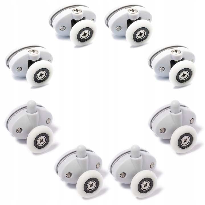 Set 8 role pentru cabina de dus, Aquaparts, Plastic, Alb