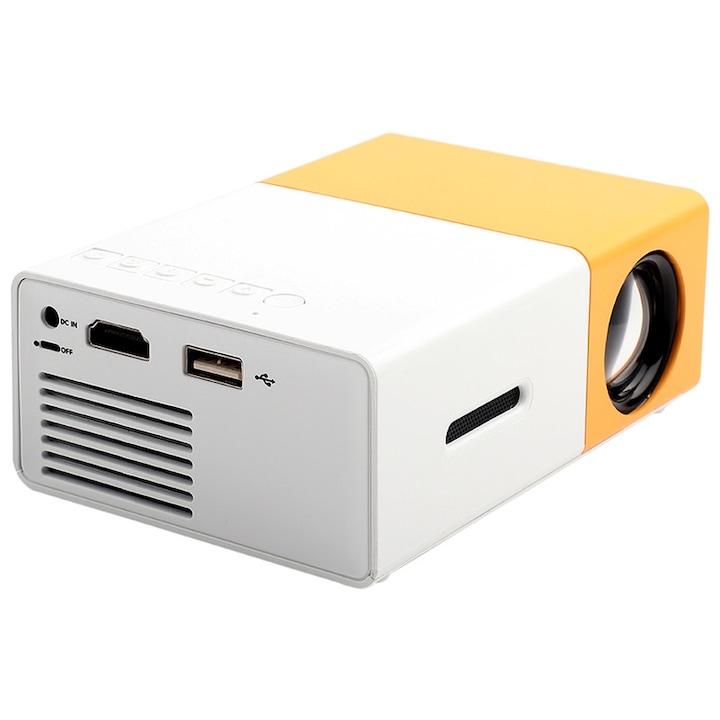 Преносим LED видео проектор, 1080P, бял/жълт
