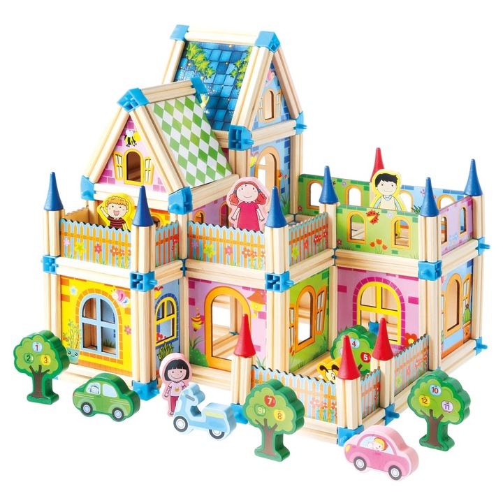 Set de construit din lemn, Castel mare, 268 piese