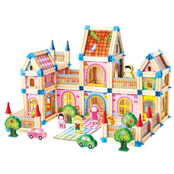 Set de construit din lemn, Castel mare, 268 piese