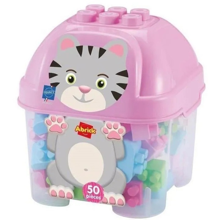 Set constructie Ecoiffier Abrick, 50 piese, pisica, multicolor