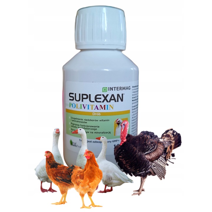 Vitamine Pentru Pasari, Intermag, Material Furajer Complementar, Forma Lichida, Indicatii Completarea Deficientelor De Vitamine Si Aminoacizi, Crestere Toate Tipurile De Pasari, 100 Ml