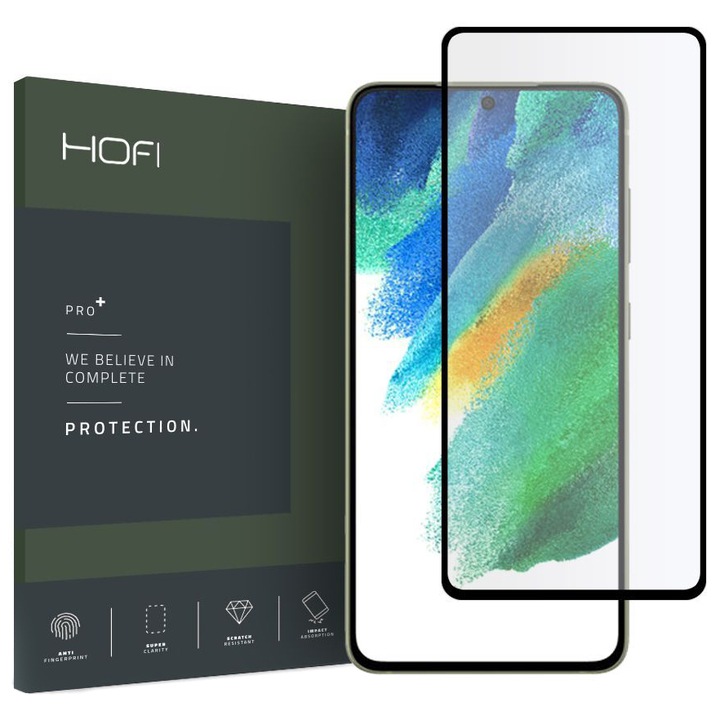 HOFI Скрийн протектор за Samsung Galaxy S21 FE 5G G990, защитено стъкло, пълно лепило, черен HOFI181