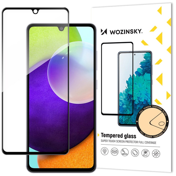 WZK képernyővédő fólia Samsung Galaxy A33 5G A336 telefonhoz, Secure Glass, Full Glue, Fekete