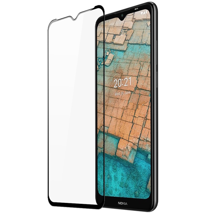 DUX DUCIS képernyővédő fólia Nokia C10 / C20-hoz, Secure Glass, Full Glue, 9D, Fekete
