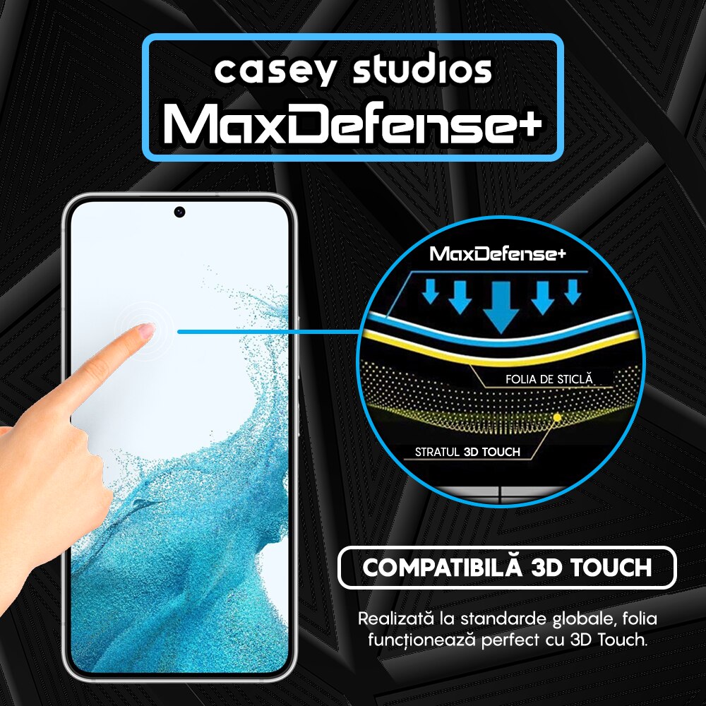 Folie Sticla CASEY STUDIOS™ compatibila cu Samsung Galaxy M52 5G, Full Cover 3D, Full Glue, Duritate Militara, Ultra HD, Protectie Profesionala Ecran 3D, Anti Zgarieturi, Anti Socuri, Margini Negre