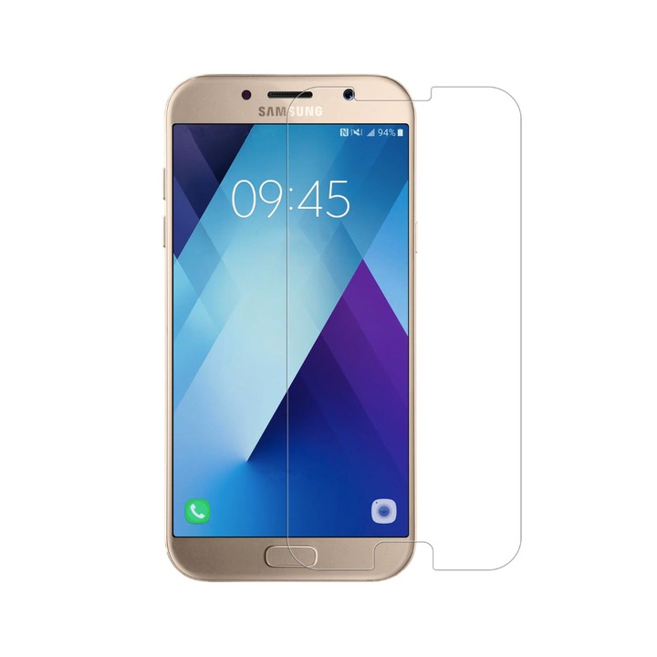 Folie de protectie ecran compatibila cu Samsung Galaxy A7 2017, din sticla securizata, Transparenta