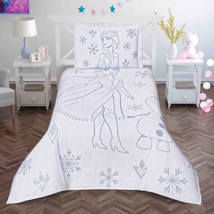 Покривало за легло, TAC, Children Frozen Snowflake, 180x240 см, Памук