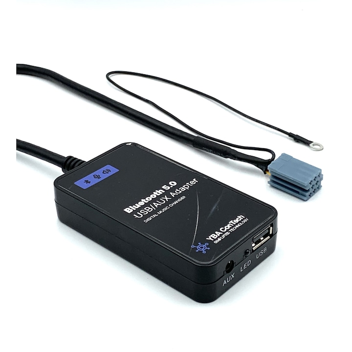 Adaptor audio Bluetooth 5.0, 8 pini pentu muzica si apeluri telefonice, usb, aux in Skoda Volkswagen Audi Seat, Audi Concert 2, MFD 1 12V DC