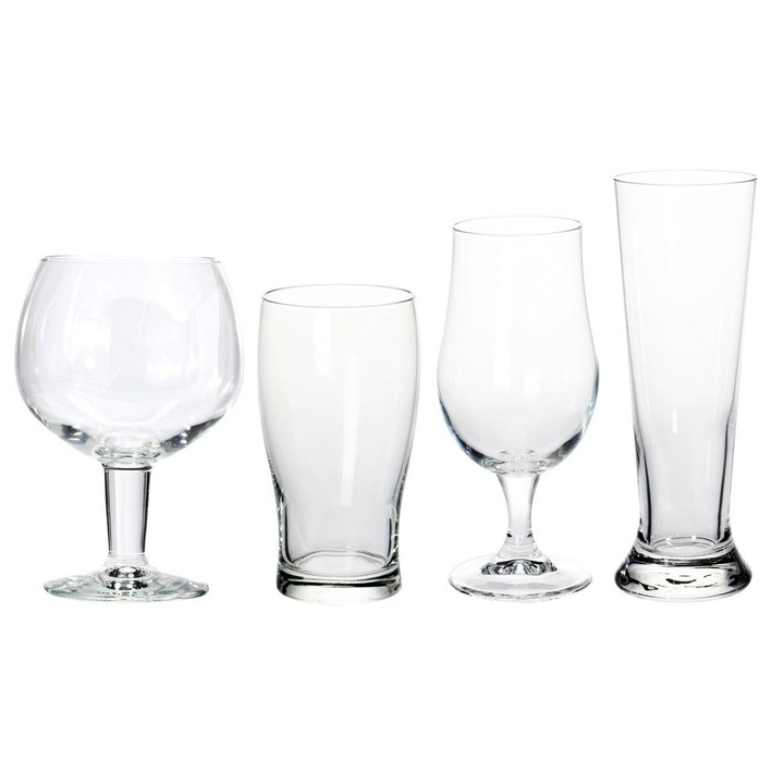 Set 4 pahare de bere, EXCELLENT HOUSEWARE, Sticla, Transparent, 500ml