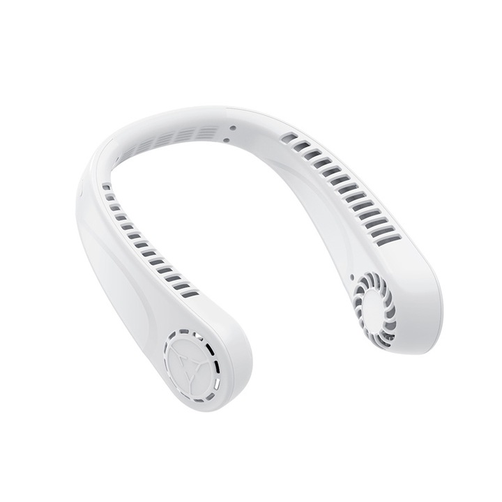 Mini ventilator portabil pentru gat, Zhuoqiao, 3 viteze, USB, Alb