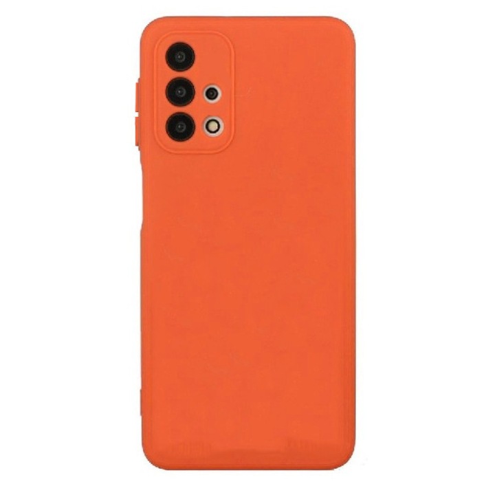 Протектор за Samsung Galaxy A54 5G, течен силикон, с микрофибър от вътрешната страна, защита против удар, оранжев, атлас