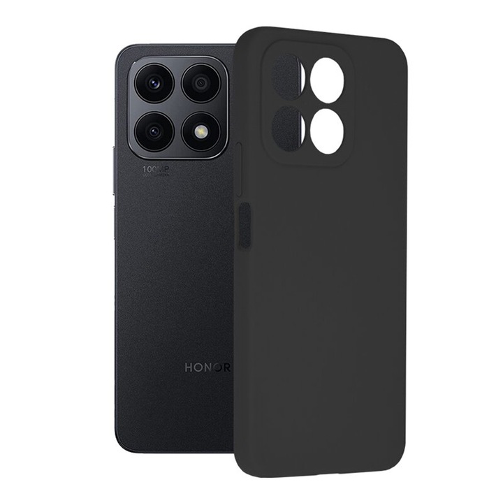 Husa de silicon TPU cu Microfibra pentru Honor X8a, Interior Microfibra, Soft Touch, Slim Fit, Durabil, Flexibil, Negru