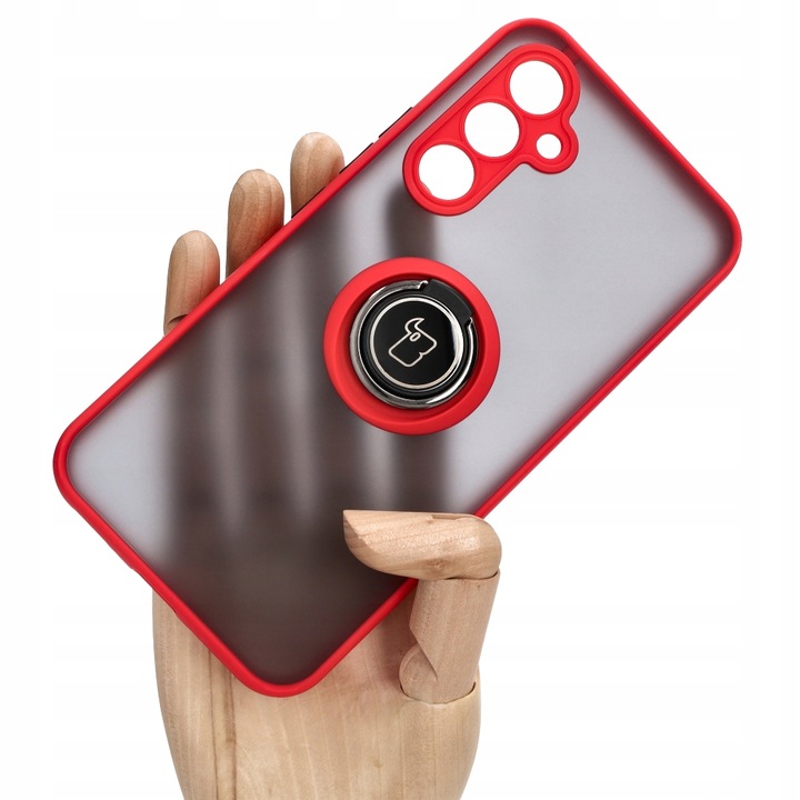 Калъф Bizon, за Samsung Galaxy A54 5G, с пръстен, tpu/поликарбонат, червен