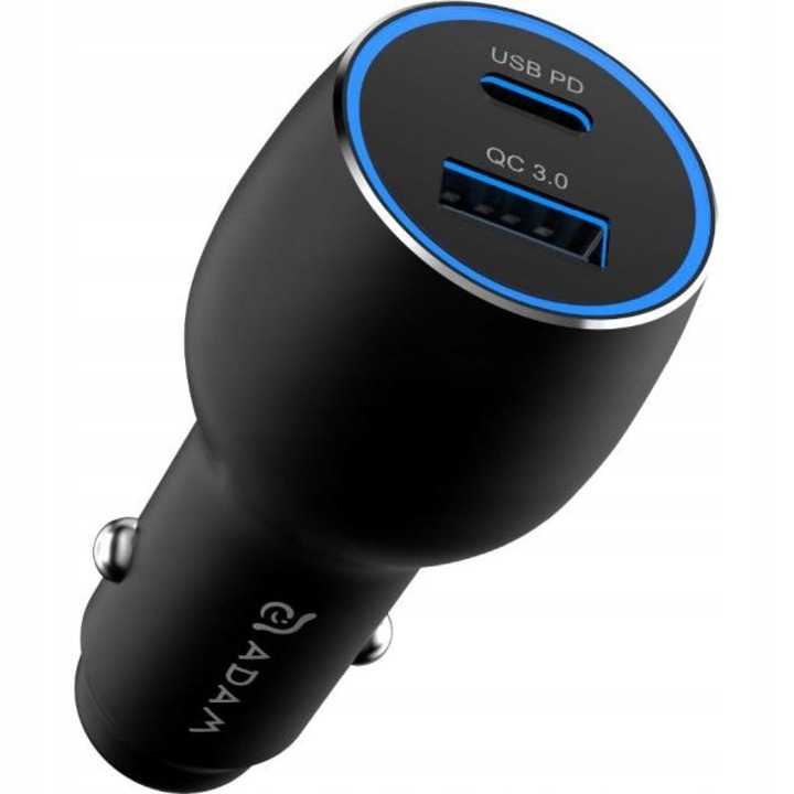Зарядно за кола, Adam Elements, USB-A, USB-C, 83W, черно