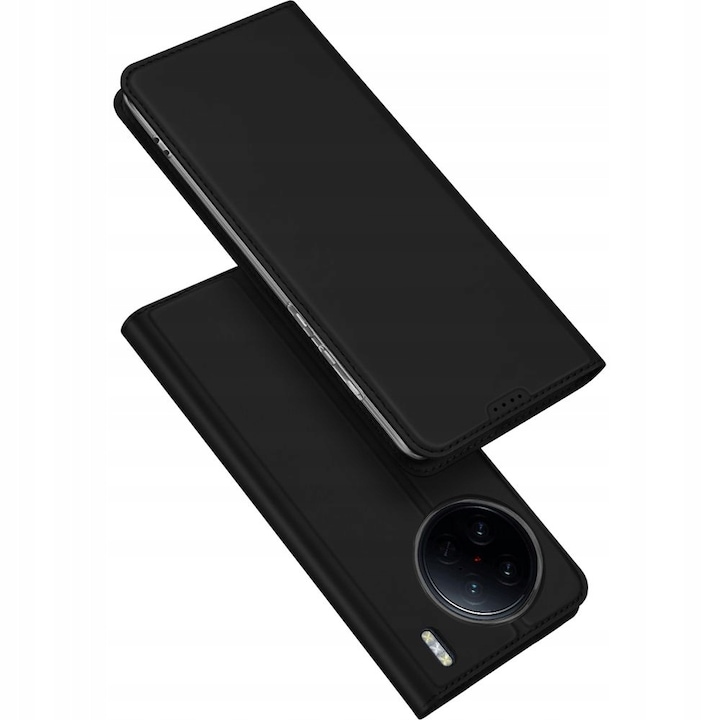 Защитен калъф за телефон, DuxDucis, кожа, за Vivo X90 Pro, черен