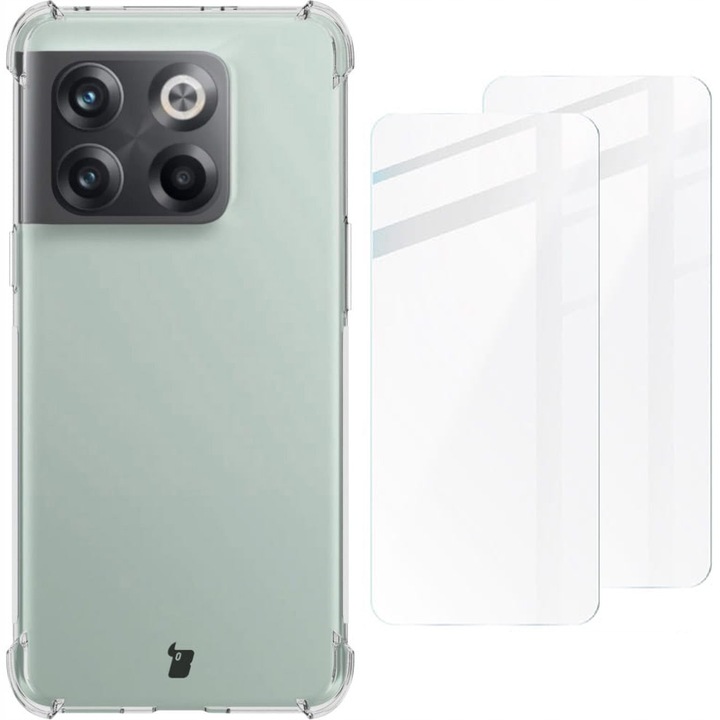 Комплект за телефон Bizon, Съвместим с OnePlus 10T, Калъф и фолио, Прозрачен
