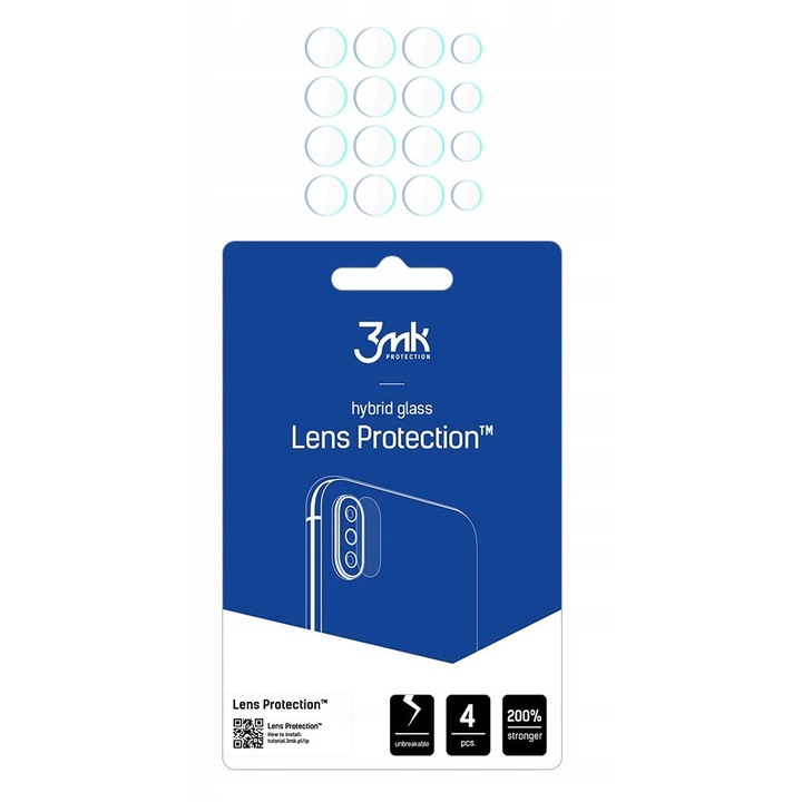 Комплект защита за камерата на телефона, Хибридно стъкло, 3MK, HTC U23 Pro, Прозрачно