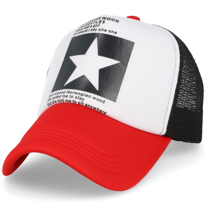 Férfi baseball sapka, Moramo, poliészter, fehér/piros, 54-58 cm