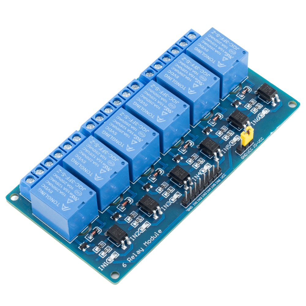 Relé modul 6 csatornás, 5V, kék - eMAG.hu