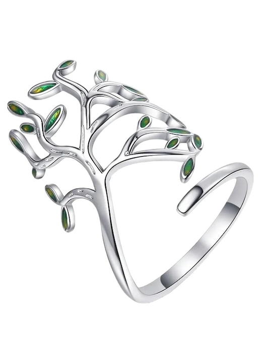 Inel dama, Mennica Bydgoska, Argint 925/Zirconiu, Argintiu/Verde, Reglabil