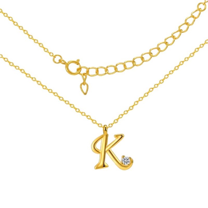 Női nyaklánc, Mennica Bydgoska, K betű modell, ezüst 925, arany