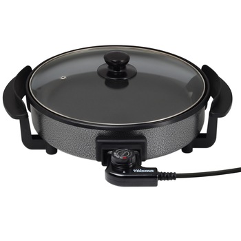 Tigaie electrica multifunctionala Tristar PZ-2963, 1500 W, Termostat detasabil, 30 cm, Negru/Gri Tigaie electrica multifunctionala Tristar PZ-2963, 1500 W, Termostat detasabil, 30 cm, Negru/Gri