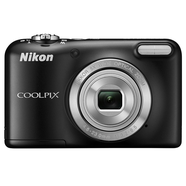 Nikon COOLPIX L29 digitális fényképezőgép, 16.1MP, Fekete + 4GB-os kártya, Class 4 + Nikon védőtok + 2xR6 2000mAh akkumulátor töltő