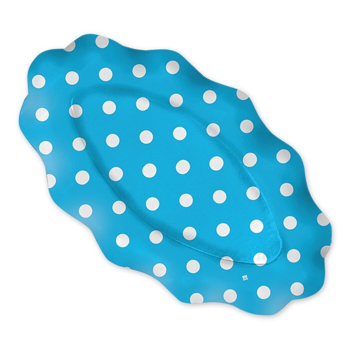 Platou Oval 36 x 20 cm Pois Turcoaz 3 buc/Set Big Party