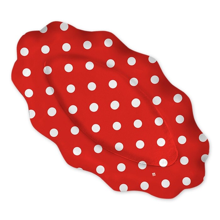 Platou Oval 36 x 20 cm Pois Rosu 3 buc/Set Big Party
