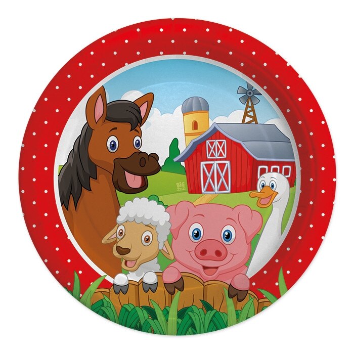 Farfurii 24 cm Ferma 8 buc/Set Big Party