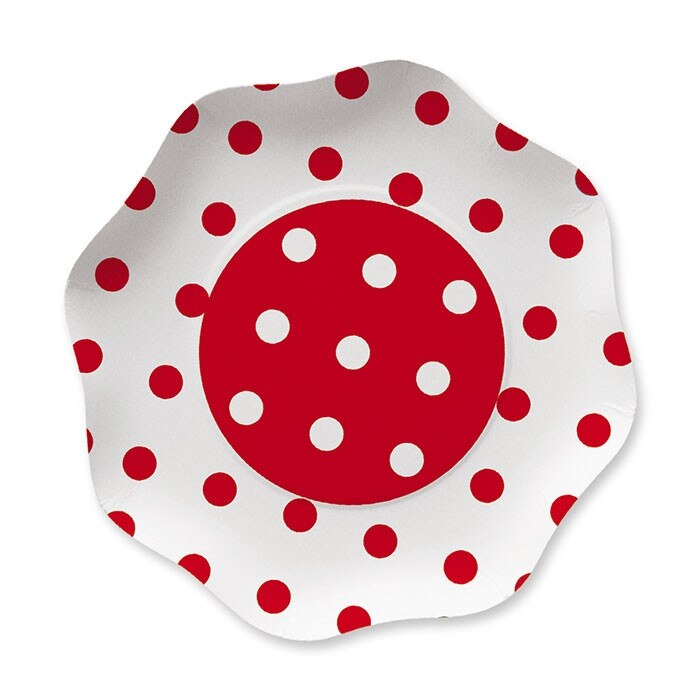 Farfurii 23 cm Pois Rosu 10 buc/Set Big Party