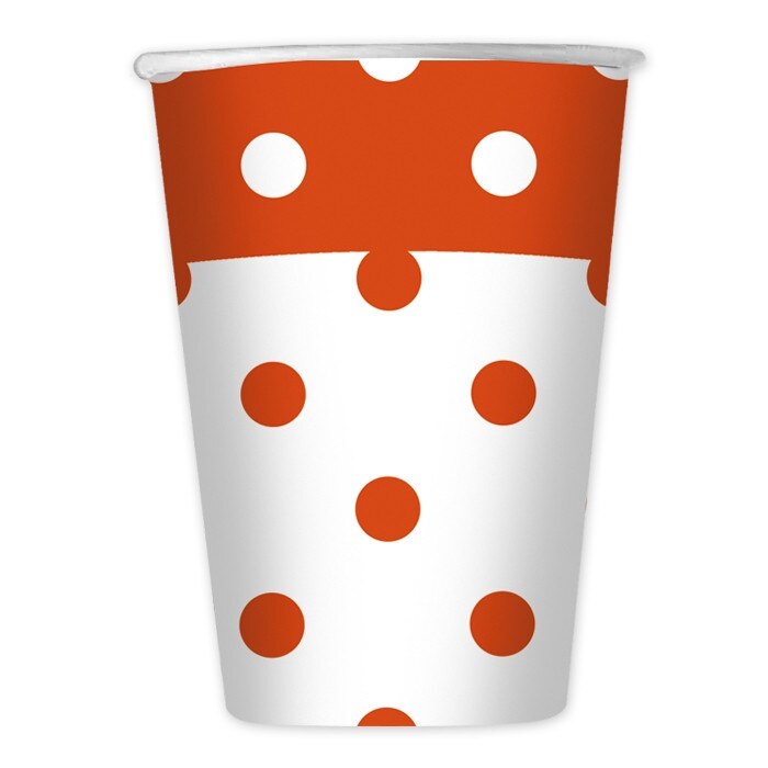 Pahare 200 ml Pois Portocaliu 10 buc/Set Big Party