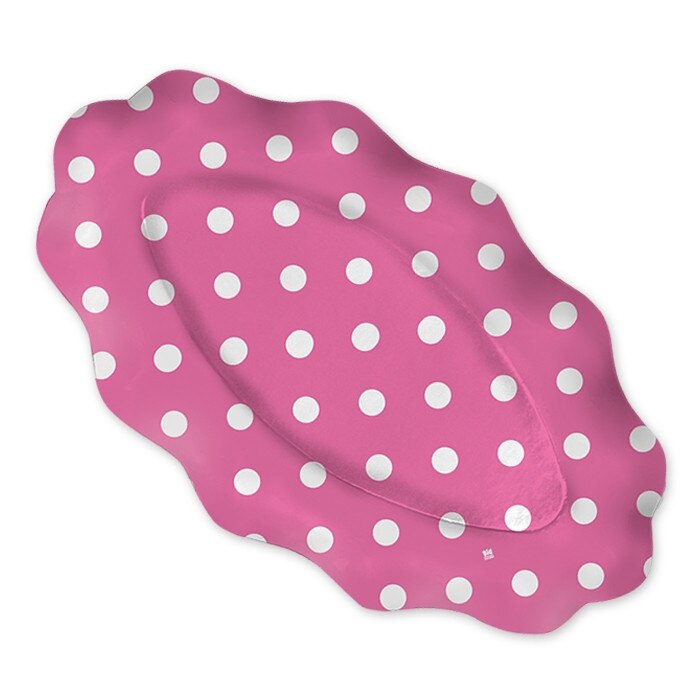 Platou oval 36 x 20 cm Pois Fuxia 3 buc/set Big Party