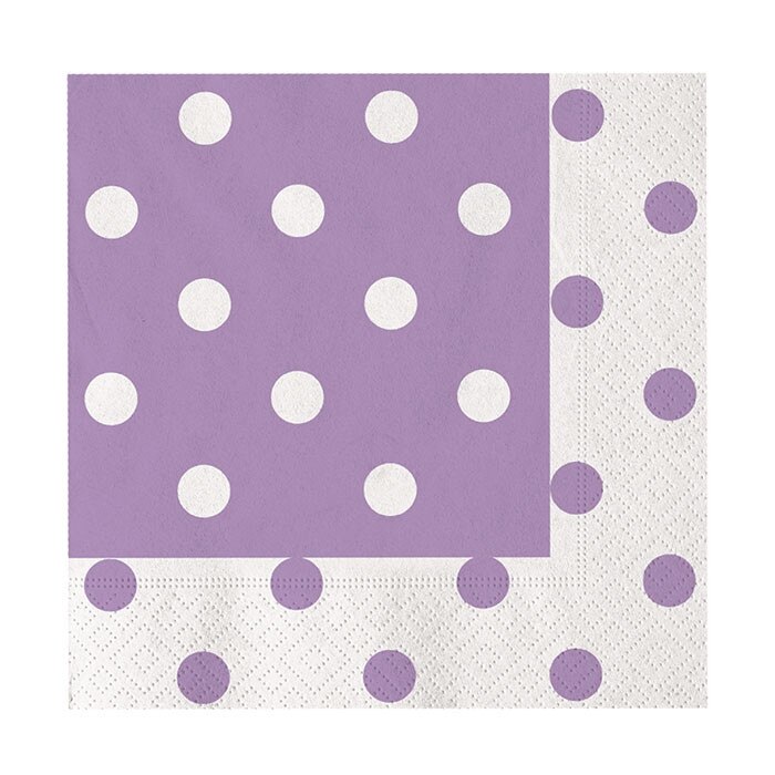 Servetele 33 x 33 cm Pois violet 20 buc/set Big Party