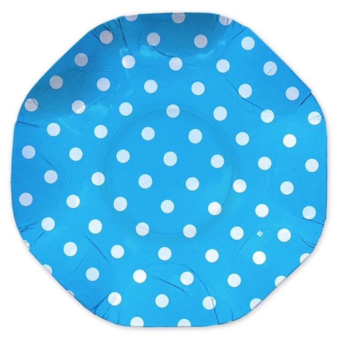Platou rotund 32 cm Pois turcoaz Big Party