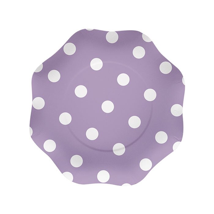 Farfurii 18 cm Pois violet 10 buc/set Big Party