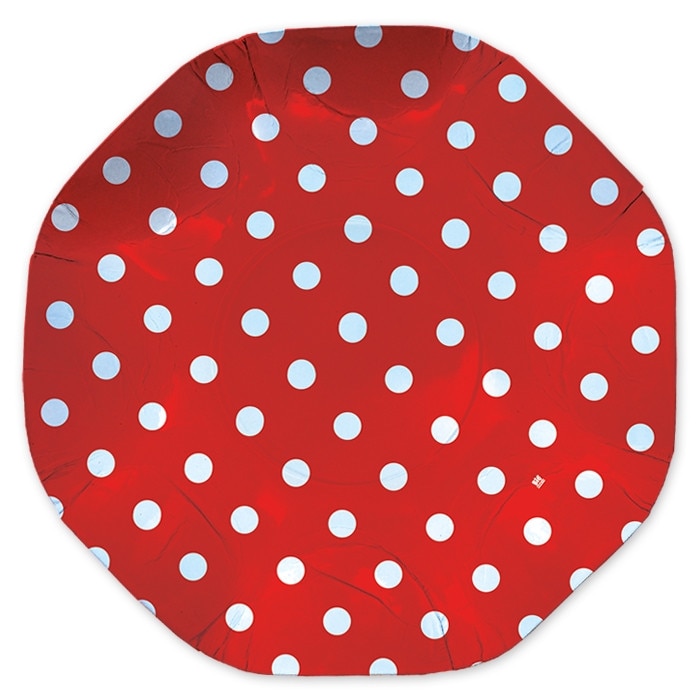 Platou rotund 32 cm Pois rosu Big Party