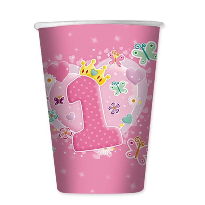 Pahare 200 ml Prima Aniversare roz 10 buc/set Big Party