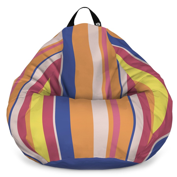 Fotoliu Updeco Puf Bean Bag tip para XL, impermeabil, indoor/outdoor, sac interior, cu maner, 90 x 90 x 60 cm, Pipa Orange