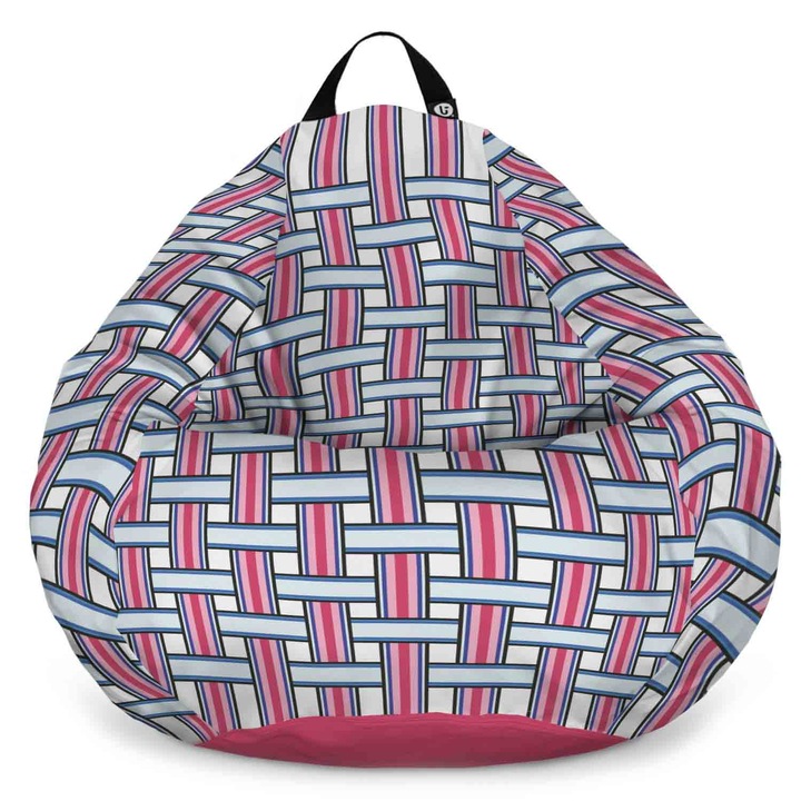 Fotoliu Updeco Puf Bean Bag tip para L, impermeabil, indoor/outdoor, sac interior, cu maner, 80 x 80 x 55 cm, Paloma