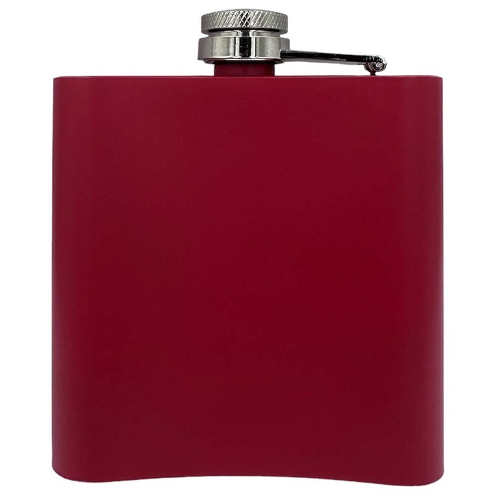 Plosca metalica gravata, de 6oz 180 ml pentru bauturi fine, My Blood Type Is Wine, Rosu, PKF 146