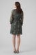 Vero Moda, Разкроена рокля Smilla с полупрозрачно покритие, Тъмнозелен/Прашно розово