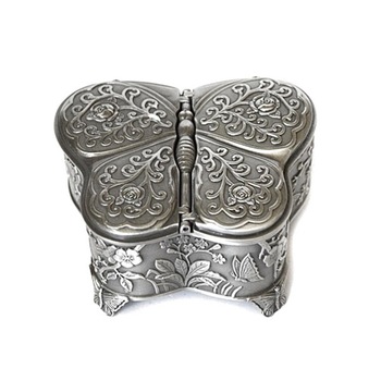 Cutie bijuterii argintie Brianna 5.5x6cm, Antimoniu, Vintage Cutie bijuterii argintie Brianna 5.5x6cm, Antimoniu, Vintage